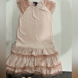 GapKids girls pink cotton dress with lace tiered ruffles size 8